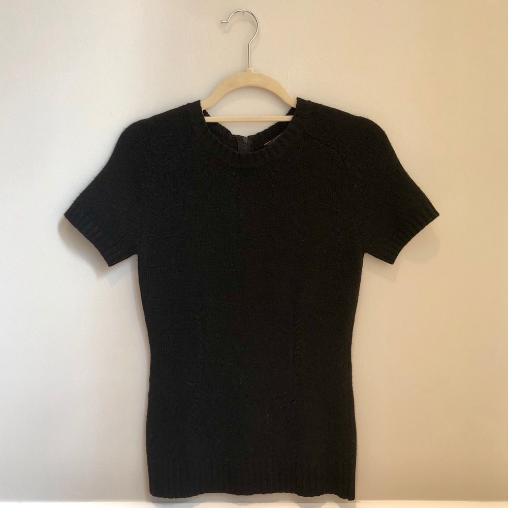 BCBG Black Short Sleeve Knit Sweater Top S